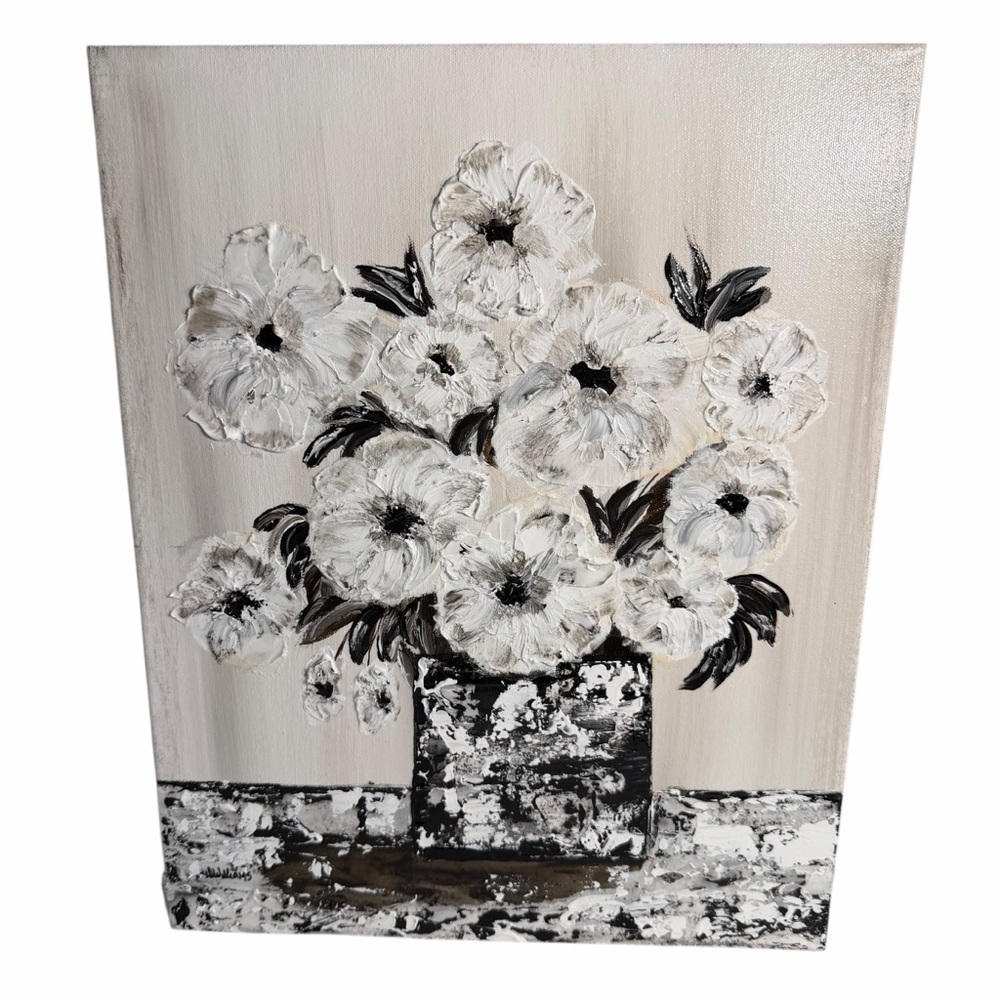 Original Artwork Acrylic’s On Canvas Impressionism Style Neutral Blooms 16" x 20